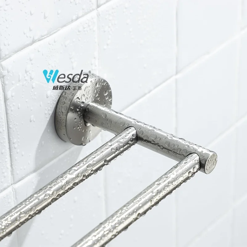 WESDA Bathroom 24-Inch Towel Hanger Rods Custom SUS304 Stainless Steel Wall Mounted Double Towel Bars for Sale