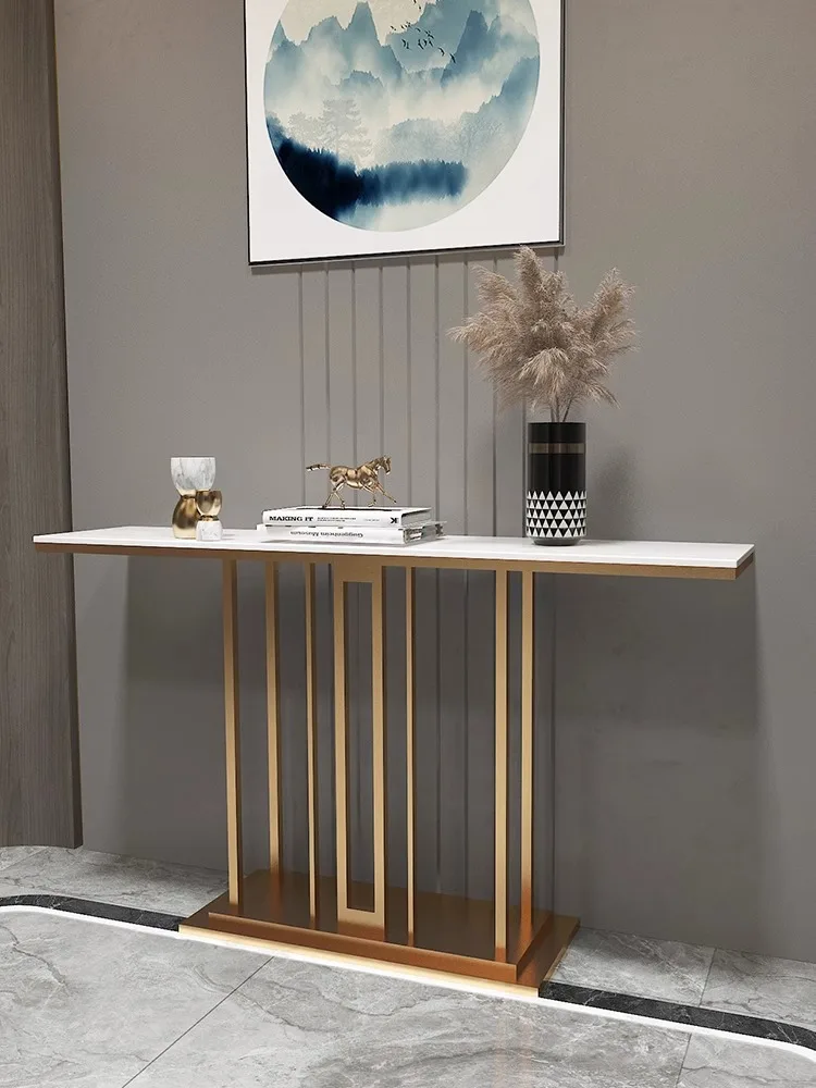Luxury Living Room Console Table Designer Marble New Top Long Hallway Entrance Modern Metal Iron Coffee Table Top Grade