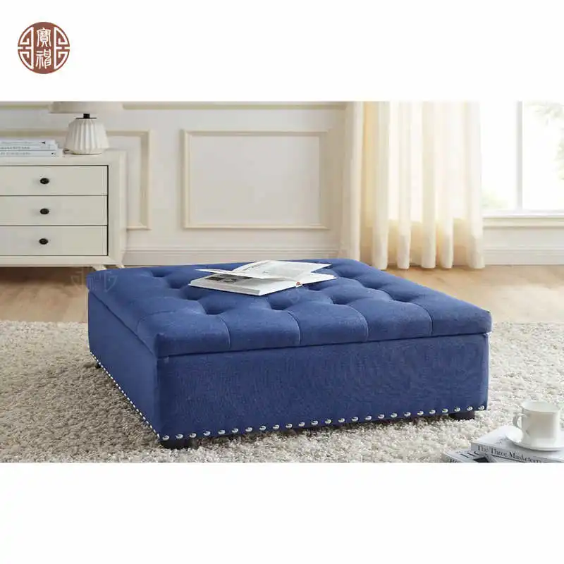 Storage Velvet Fabric Leather Footstool Ottoman Pouf Rangment For Hotel Home Use