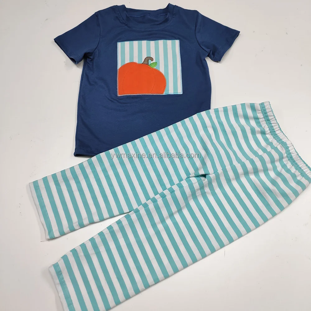 Fall/winter kids clothing unique design knit boy outfits wholesale reindeer & duck applique sets two piece set for boys