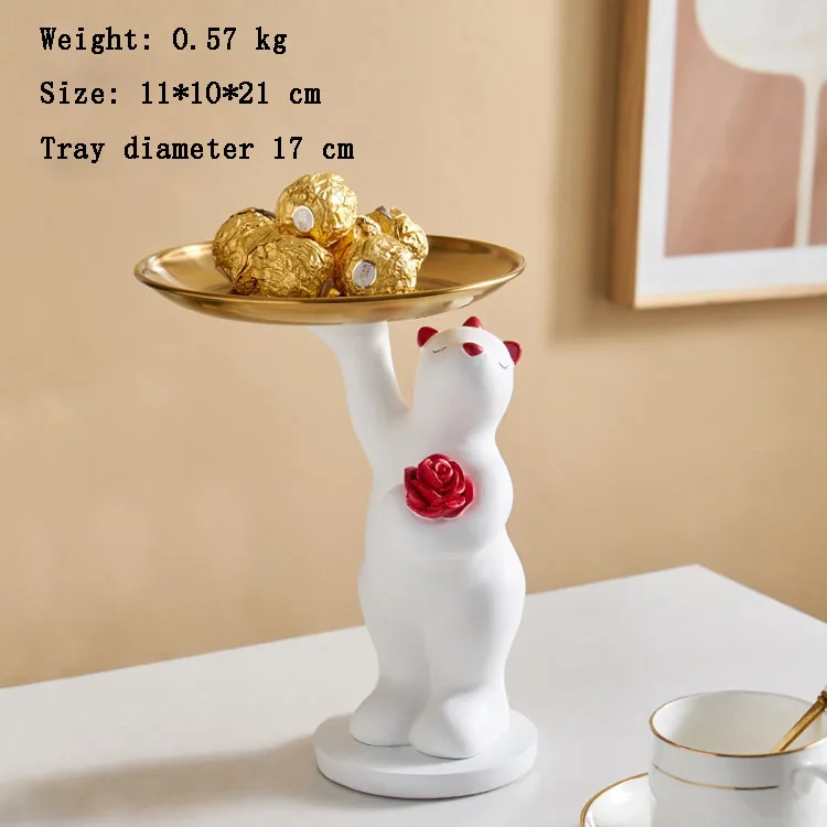 Rabbit sculpture decoration living room resin gift creative display jewelry key storage bear tray