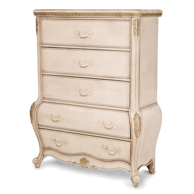 High-end American classical furniture bedroom antique classic solid wood European chest of 5 drawer