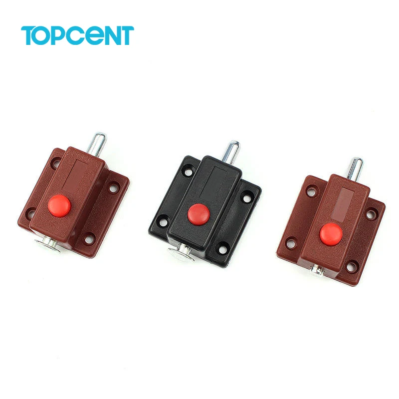 TOPCENT Plastic Door Bolts Latch Lock For Door Window Cabinet  latch furniture hardware accessories Push To Open Button Switch