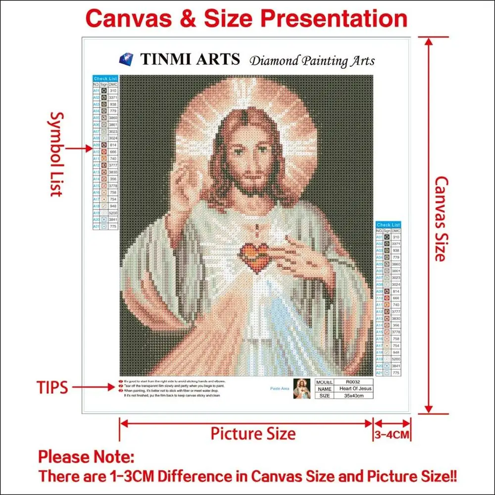 
Heart of Jesus 5D diamond painting DIY full round Religious Jesus diamond painting 