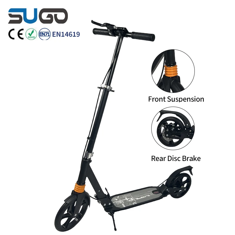 200mm Wheels Foot Brake Scooter for Kids Steel Frame Kick With Rear Suspension