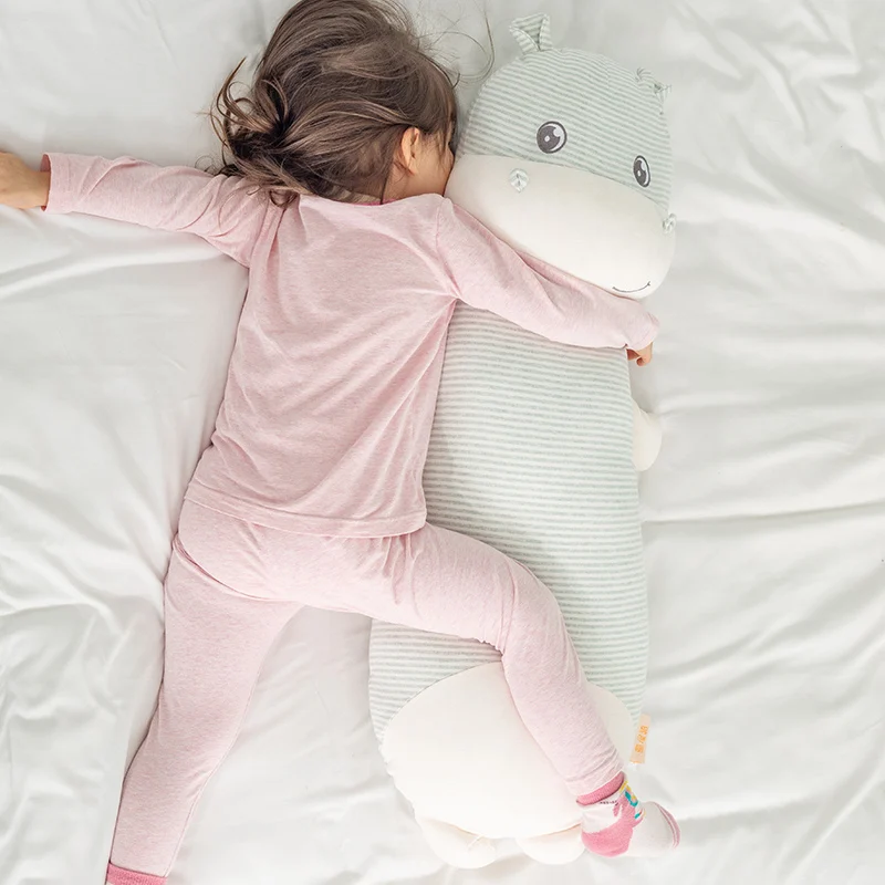 Cute Design Super Soft Baby Sleeping Animal Plush Toys Fat Penguin Hippo Comfort Dolls Long Bed Pillow Cushions