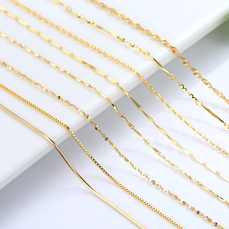 Подлинное 14K позолоченное ожерелье с волнистой цепочкой змеиная кость/Звездная/крестообразная цепочка 18 дюймов ожерелье кулон женское ювелирное изделие