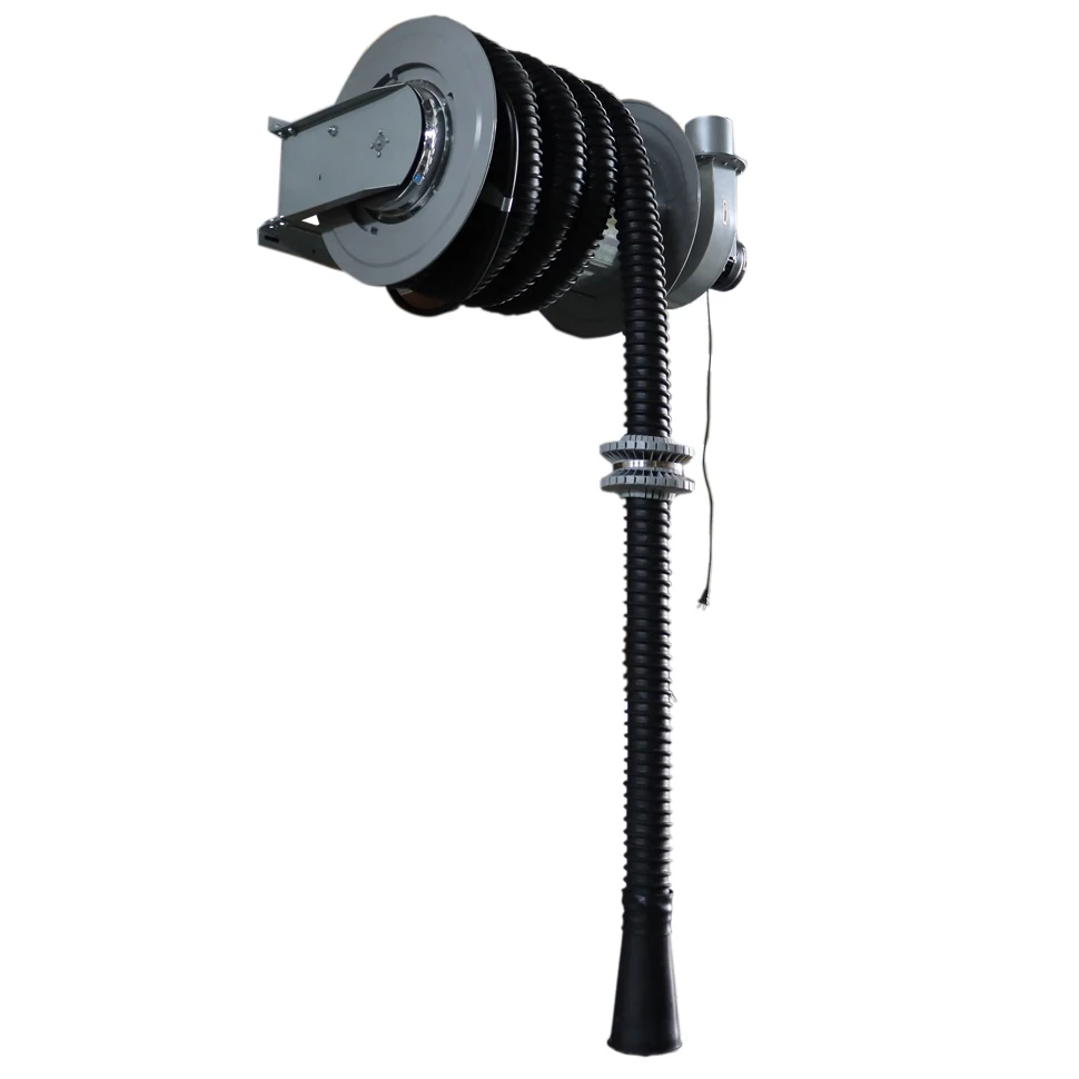 Economy Manual Spring and Direct Mounted Fan Vehicle Exhaust Extraction Hose Reel for Workshop