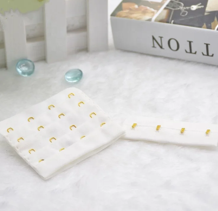Customize colorful Hook and Eye Tape Bra underwear accessories 4 rows 4 hooks White Strap extender