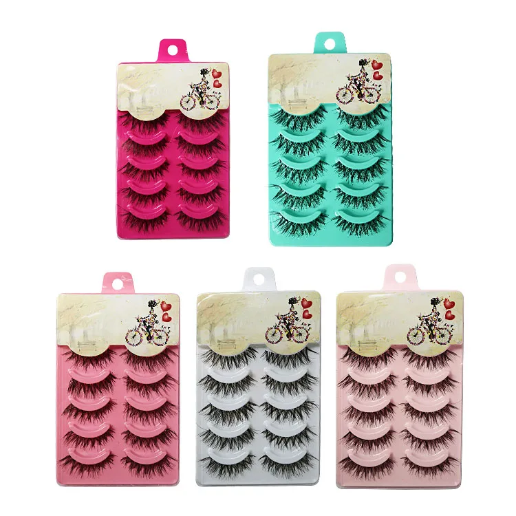 Wholesale 5 pairs/box Hand Made Blue Box Faux False Eyelash