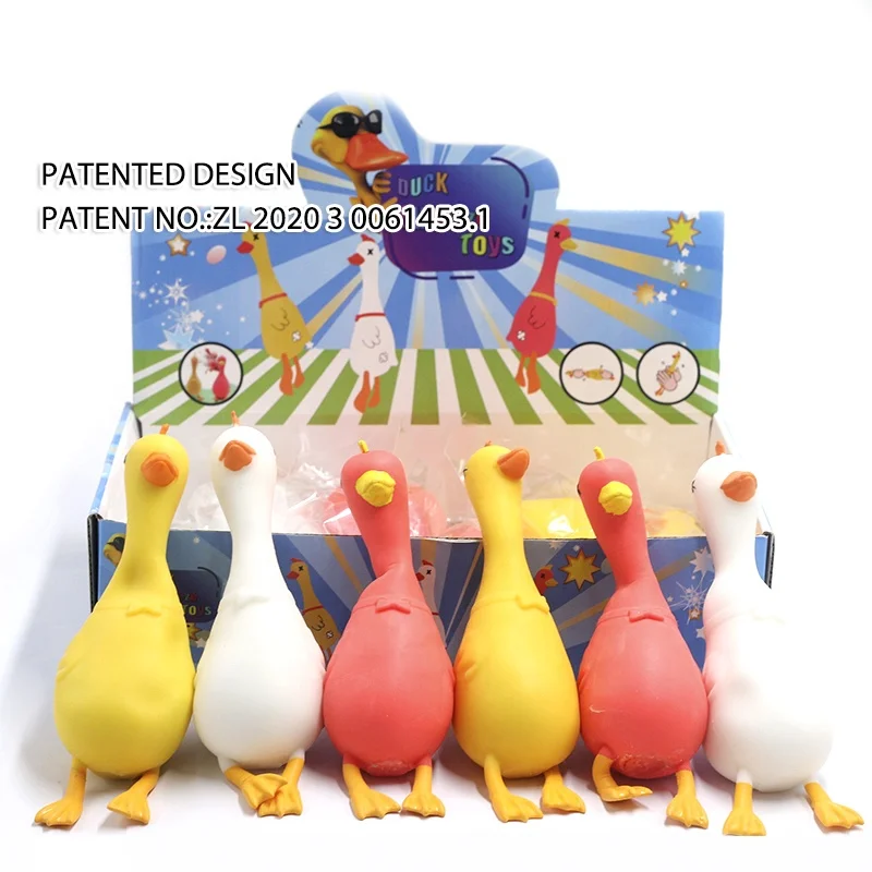 TPR soft material stretchy squishy duck toy filled with sand cute squeeze ball for stress relief