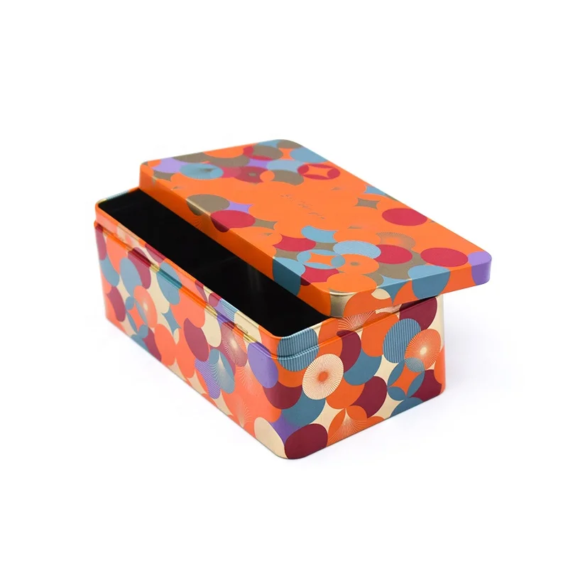 Rectangular spot flip tin box support custom logo fish cable data cable headphone cable jewelry packaging