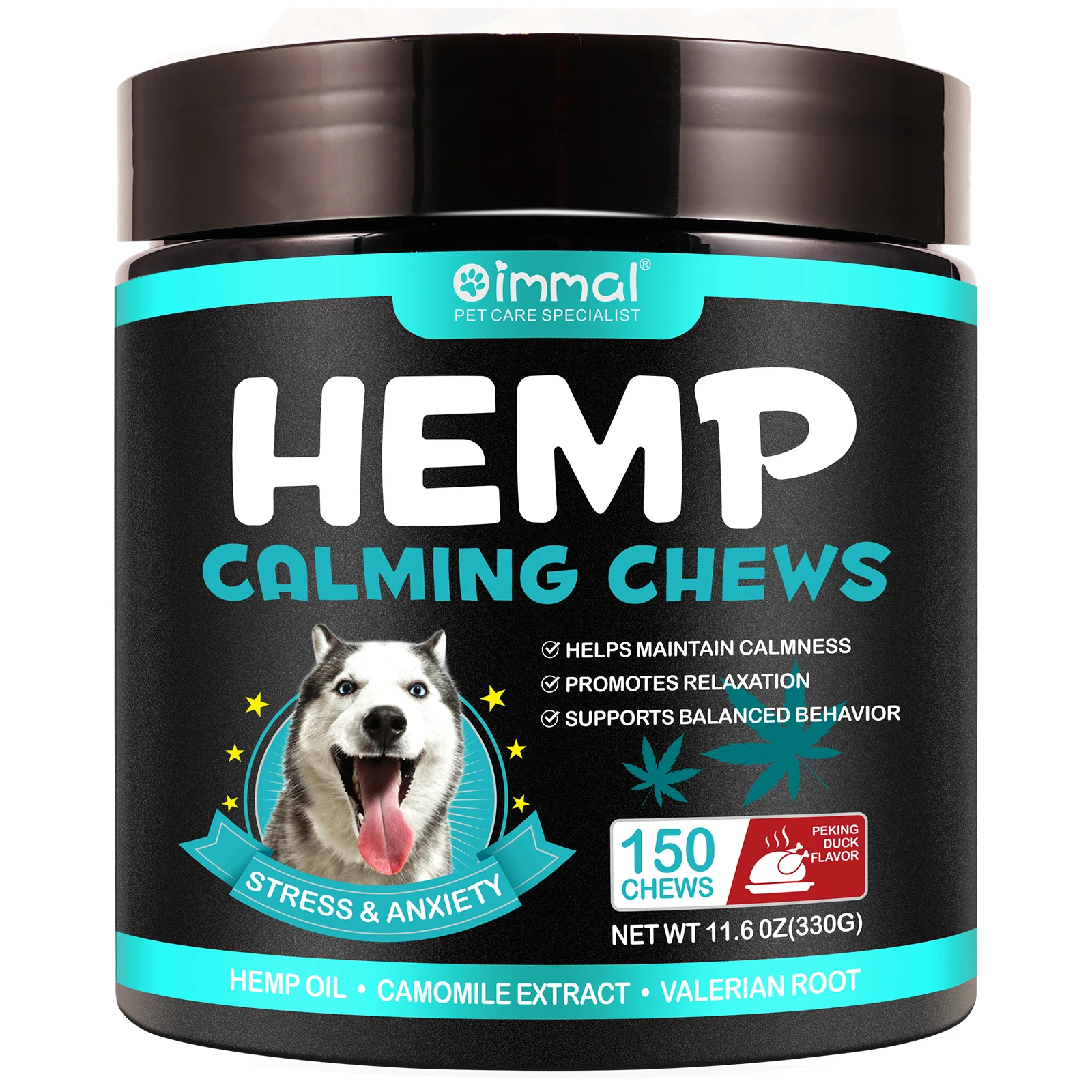 Oimmal 150 Soft Chews Pet Natural Soothing Snacks Treats Dog Supplement Anti Stress Anxiety Relief Hemp Calming Chews For Dogs