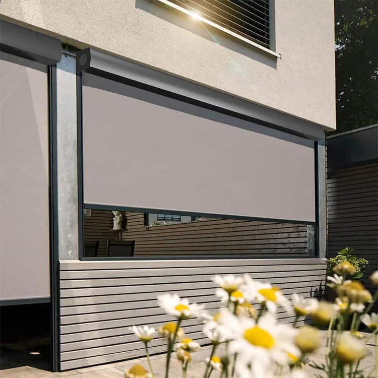 Retractable Screen Horizontal wind proof screen waterproof motorised electric automatic shades For Home Hotel Garden