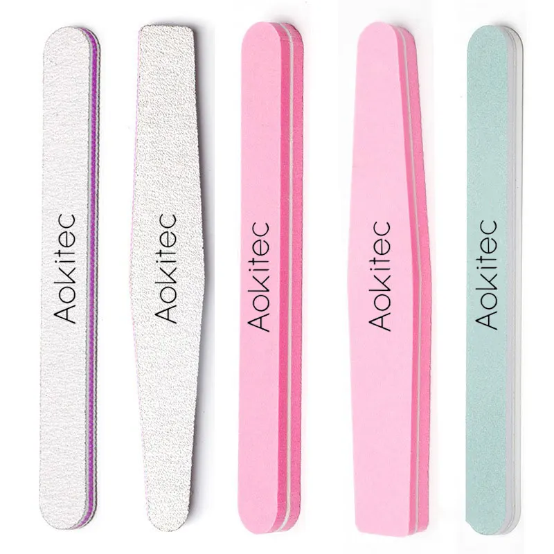 Aokitec private label washable reusable professional double side  100 180 grit buffer nail file