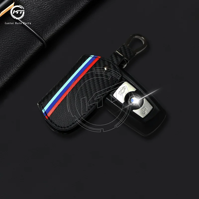 Leather Keychain Remote Fob Key Cover for BMW 1/2/3/4/5/6/7 Series