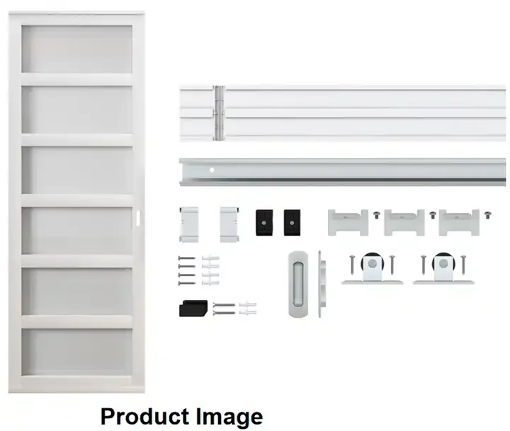 LKM-PVC01 6-Lite Plastic Sliding Barn Door with Handle and Hardware Kit
