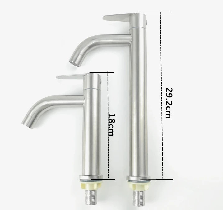 304 stainless steel single cold high basin faucet 304 single water heightening copper core washbasin faucet bathroom