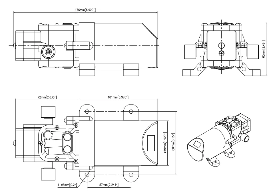 Singflo 12V FLO-2202A 80PSI 4LPM мини насос/микро водяной насос переключатель потока