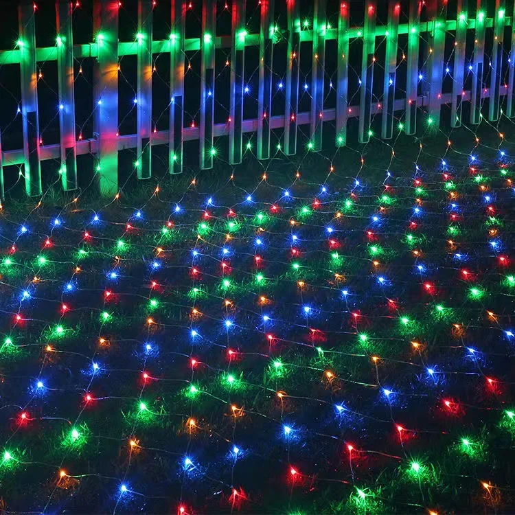 RGB 24V Outdoor Christmas Net Lights 12ft x 12ft 320 LED Blue Mesh Fairy String for Decorative Lighting Street Trees IP44 Rated