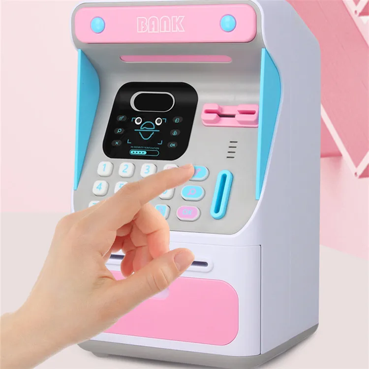 Intelligence Cash Box Piggy Bank Money Fingerprint ATM Machine For Children Digital Coins Cash Saving Safe Deposit Toy Kids Gift