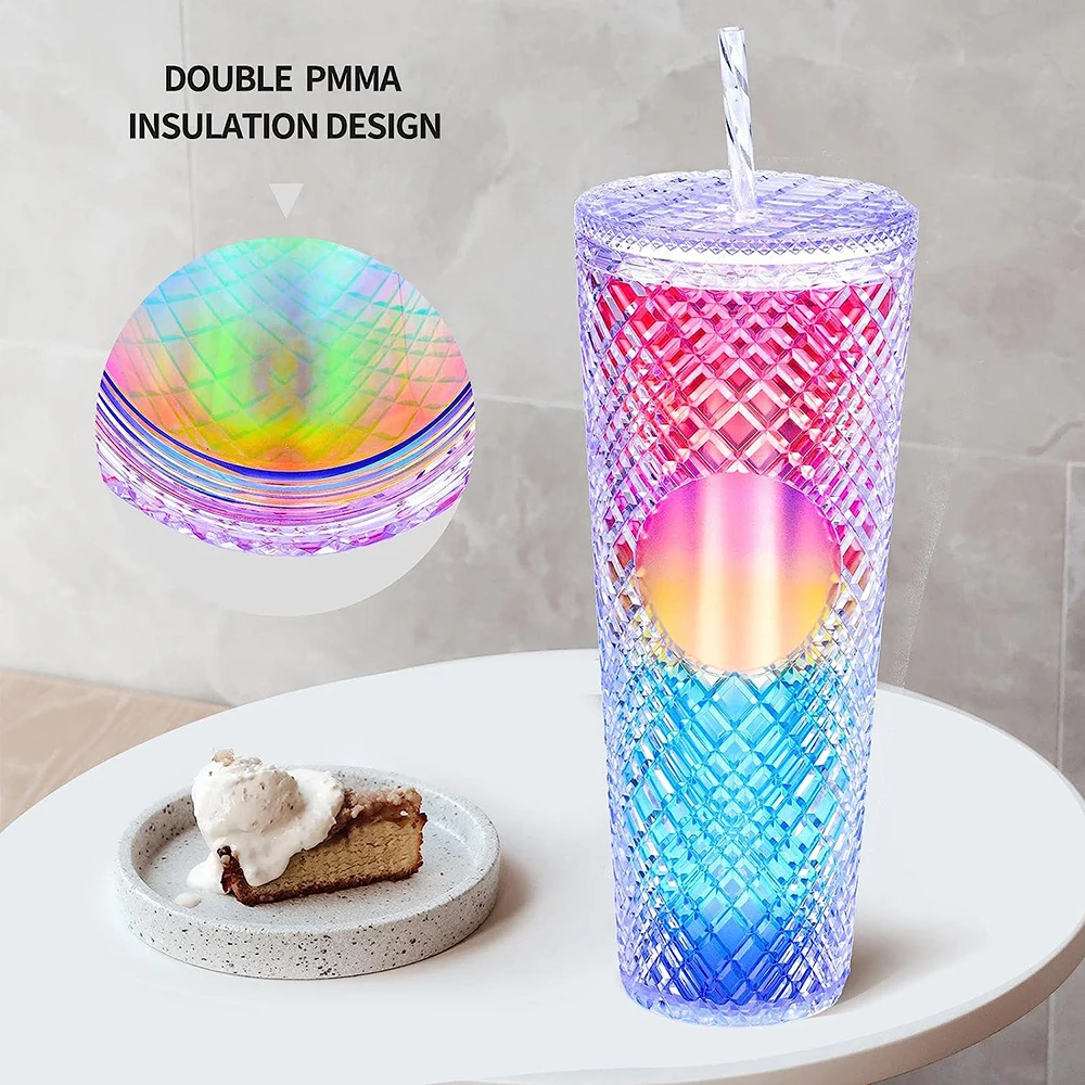 2024 BPA Free Festivals Colorful Tumbler Popular Classic Plastic Colorful Drinking Bottle for Party with straw