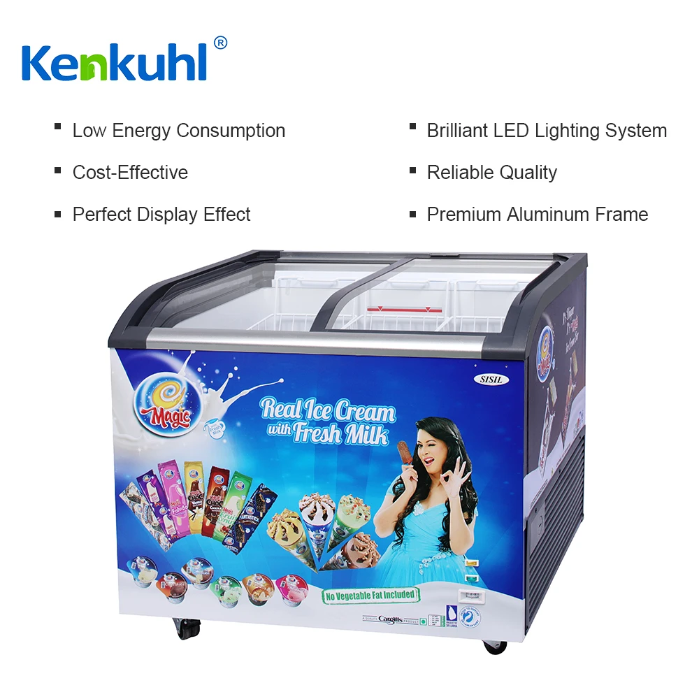 Stylish SD320Q Ice Cream Freezer  Curved Glass Design for Maximum Appeal