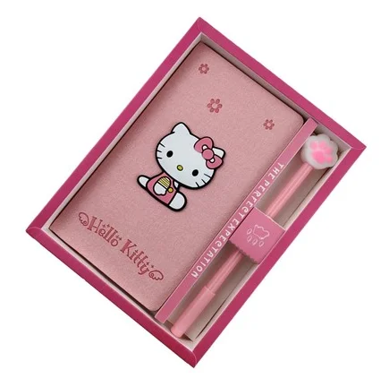 Kawaii Cute Cartoon Hello Kitty PU leather Notebook Small Fresh Diary for kids