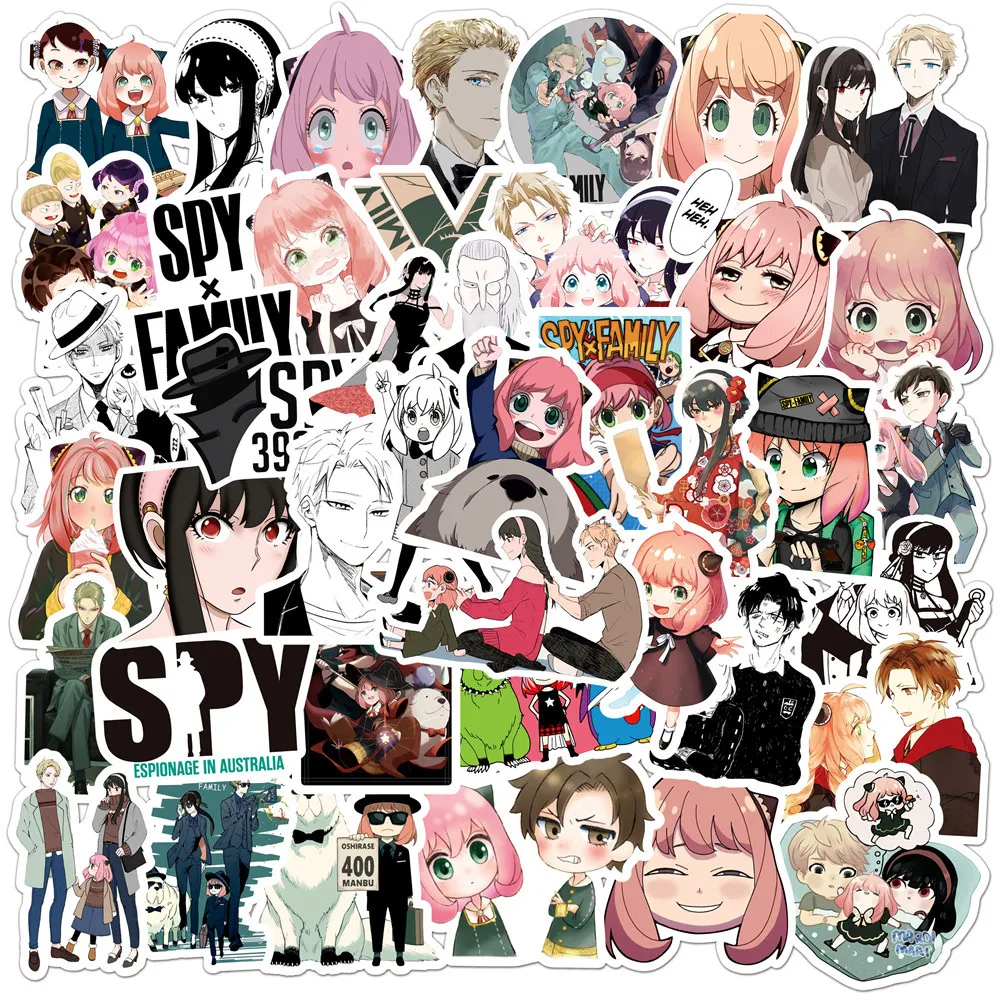 50pcs Japanese Anime SPY X FAMILY Stickers For Laptop Cup Suitcase Cartoon Sticker Waterproof