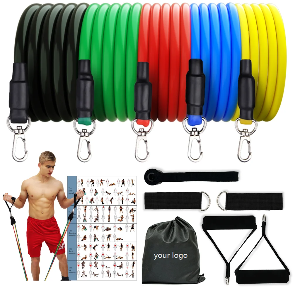 Gedeng Adjustable Elastic Exercise Fitness Gym Bungee Resistance Bands Set 11 Piece Workout Bands