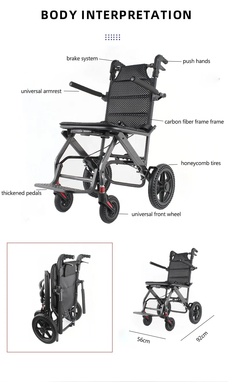 Home wheelchair Comfort and Convenience Collapsible lightweight aluminum wheelchair manual