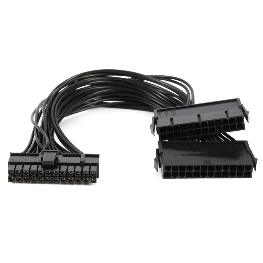 ATX 32cm 24Pin Power Supply Synchronizer Male to Female 24 Pin Dual PSU Extension Cable for Computer Adaptor for Video Card GPU