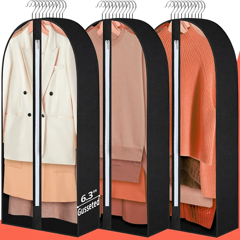 Custom Printed Durable Fabric Non Woven Home Closet Wardrobe Clothes Organizer Storage Garment Bags Dustproof Covers With Zipper