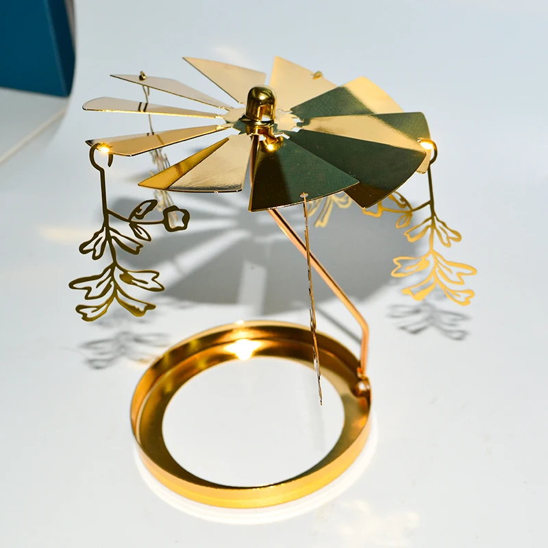 Vintage Creative Romantic Metal Fairy Rotating, Candlestick Spinning Tealight Carousel Candle Holder Spin