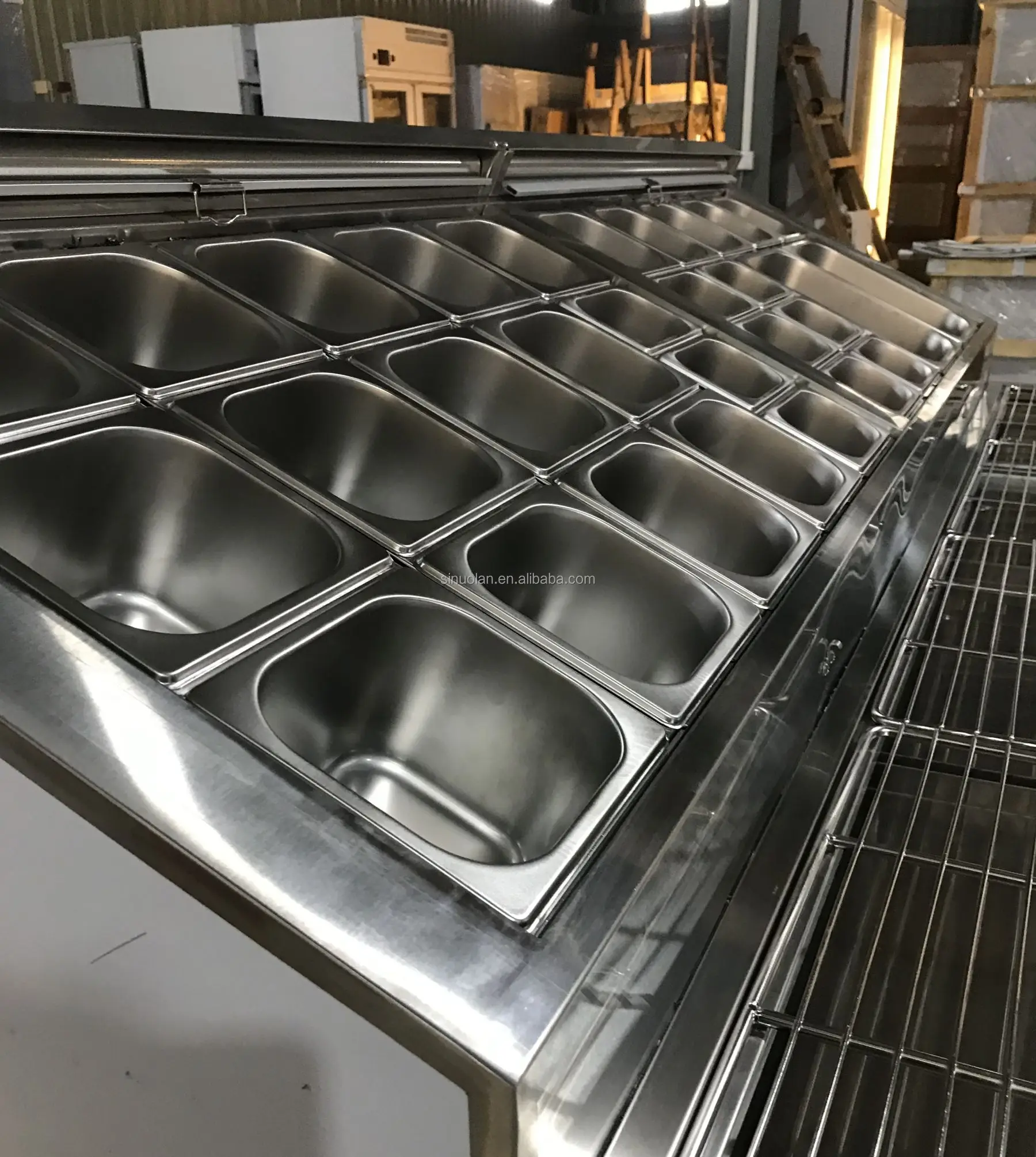 Two Compressors Commercial 1/2/3 Door 2/4/6 Drawer Refrigerator Salad Sandwich Pizza Prep Table