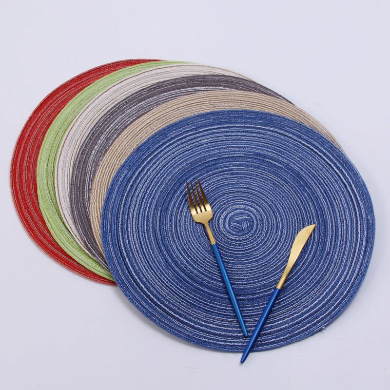 Hot Nordic cotton yarn round dining table western place mat,handmade non-slip anti-soup plate bowl mat cup insulation pad