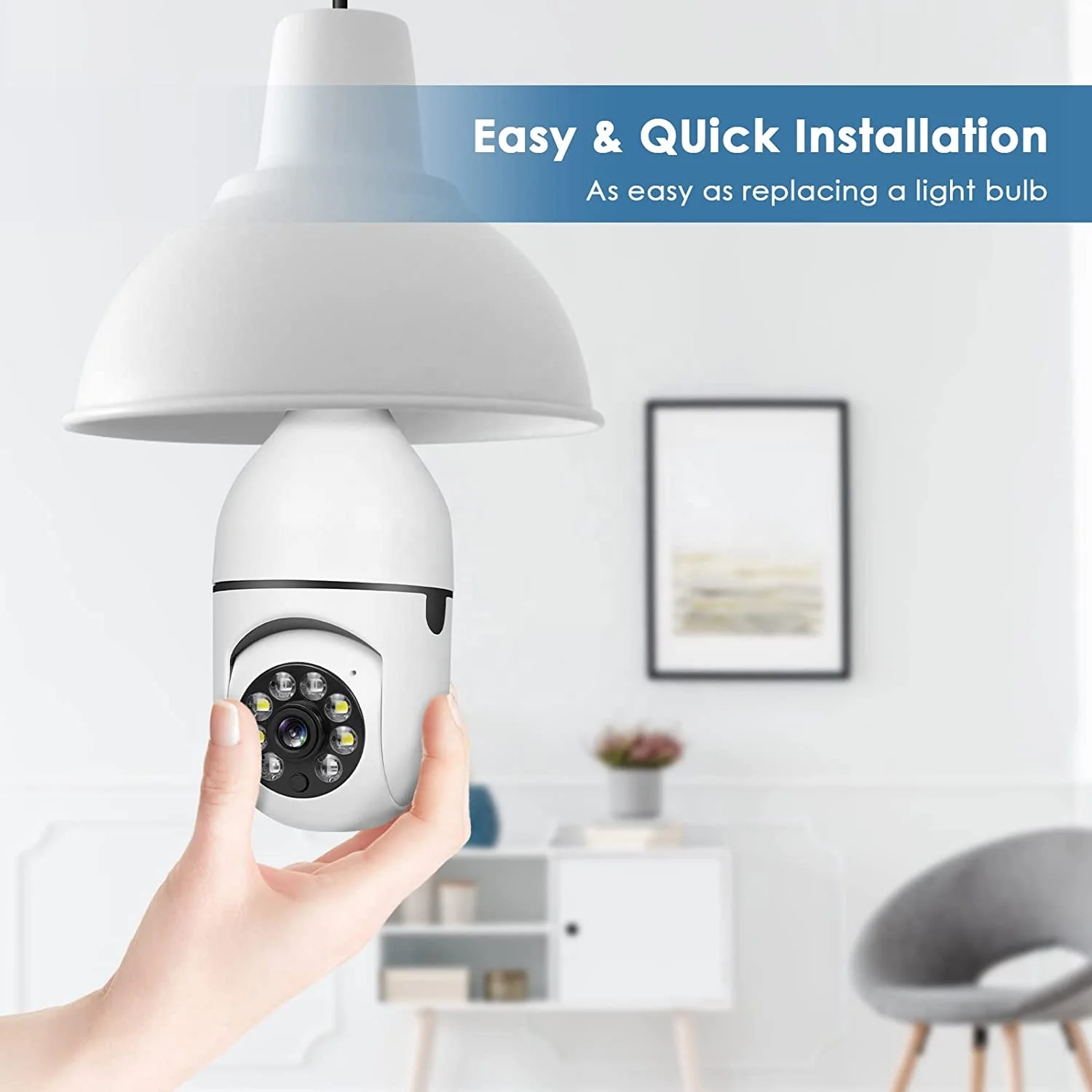 Light Bulb Camera Security Camera for Home Surveillance Spotlight E27 360 Degree Panoramic Wireless 1080P Security Home IP