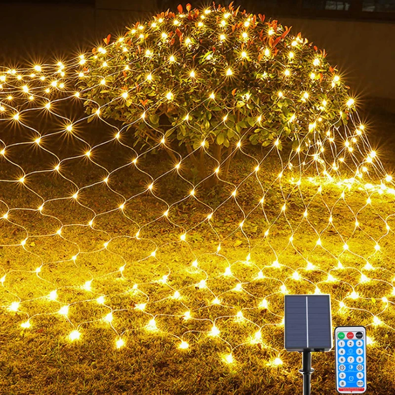24V 31V 110V 220V Solar LED Fishing Lamp Net Mesh String Fairy Lights For Diwali Halloween Christmas Party Wedding Holiday