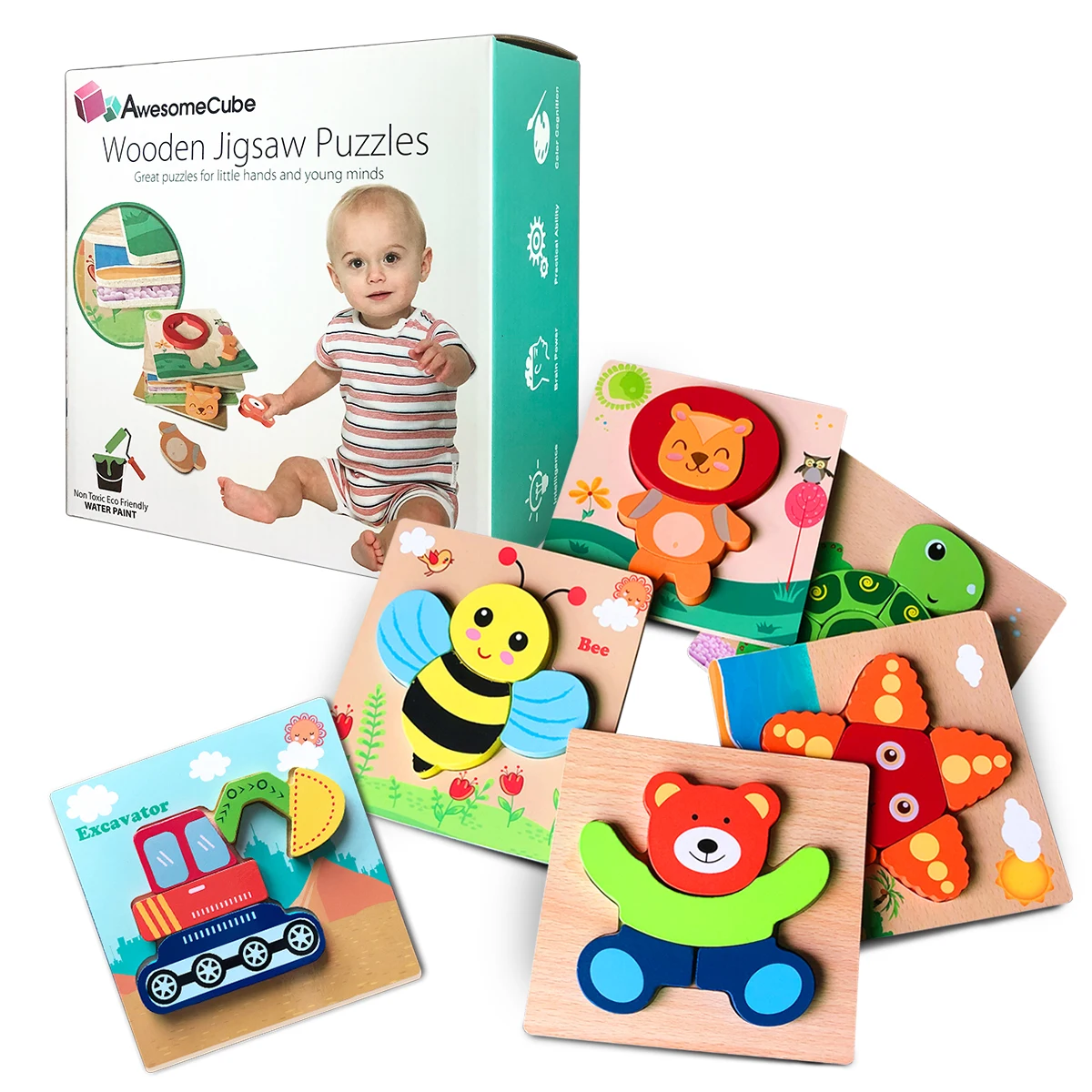 2022 Children Early Educational Wooden Baby Toys Puzzle Preschool Jigsaw Intelligence Game Toy Wooden Puzzle Toy