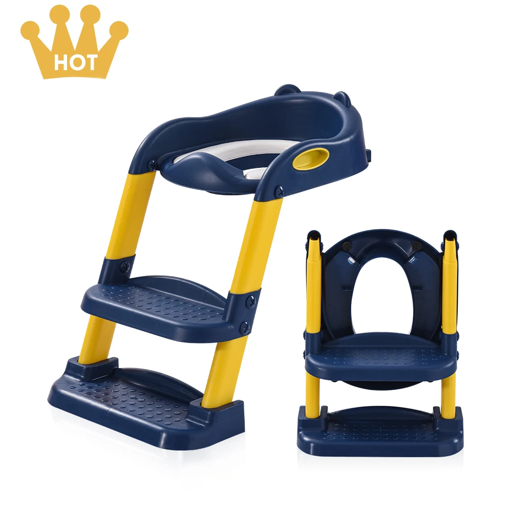 Foldable Plastic Baby Potty Training Seat With Step Stool Ladder Potty