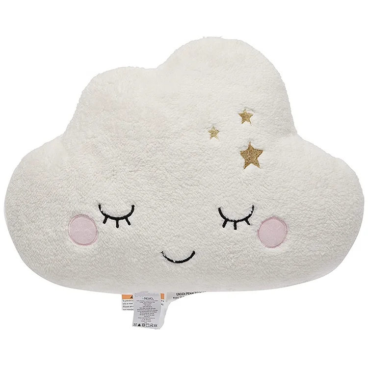 Embroidery your logo,design soft Plush 3D Dloud shape pillow stuffed toy white cloud