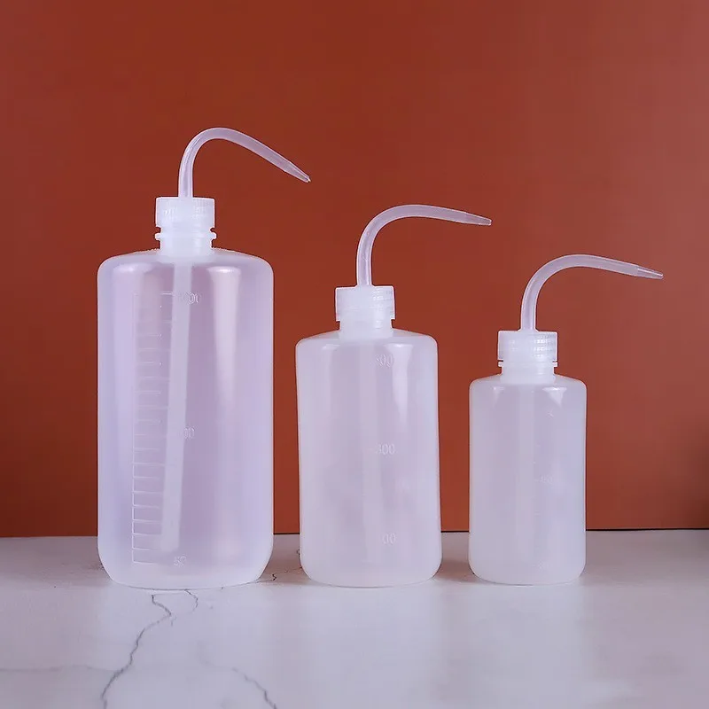 transparent white plastic curved nozzle cleaning bottle150ml 250ml 500ml 1000ml laboratory  reagent  degree scale bottle