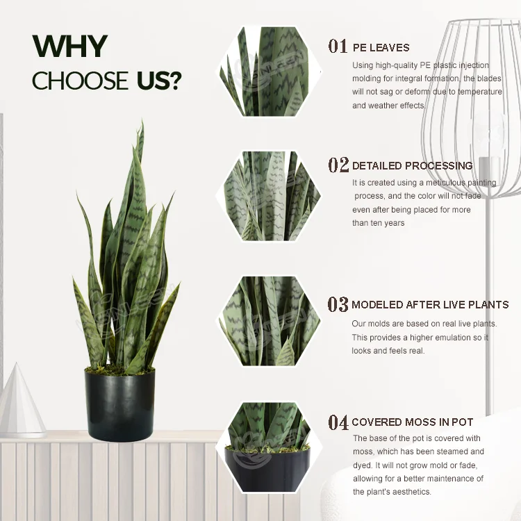 Indoor Plant Faux Home Decor Potted Small Decorative Real Touch House Living Room Snake Plants Artificial