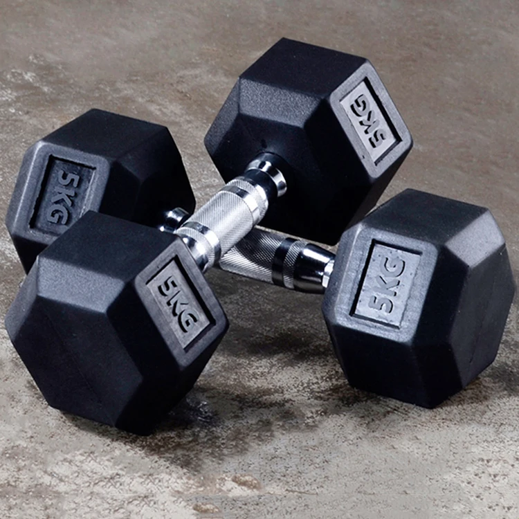 
Power Training Professional Black Cast Iron Fitness Gym Equipment Rubber Hex Dumbbells Set 