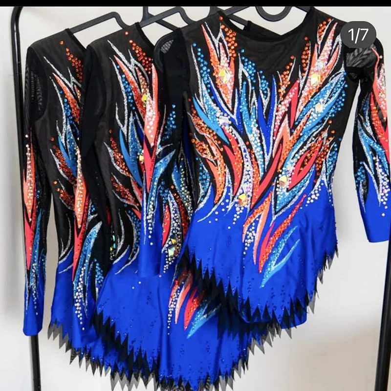 Rhythmic maillot Twirling Sport Aerobics suit rhythmic gymnastics clothes tights leotard custom made girls