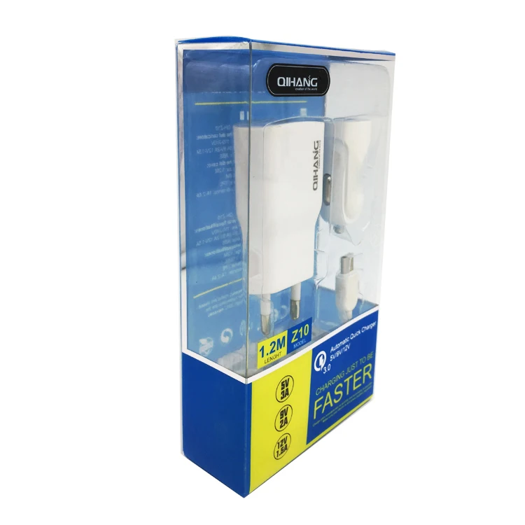 OEM Custom Printed PET Transparent Plastic Box Disposable Product View Window Box for High Quality Charger Pack Industrial Use