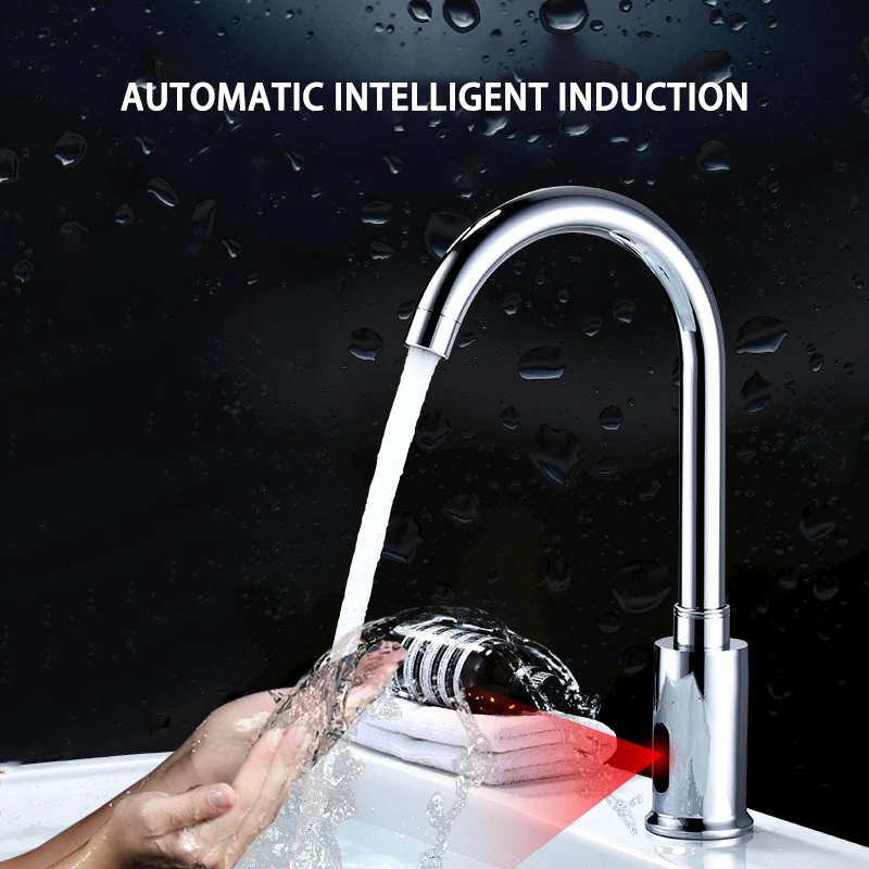 New Hotel Bathroom Induction Basin Faucet Brass Hot And Cold Faucet Ac/Dc Infrared Induction Smart Sense Faucet
