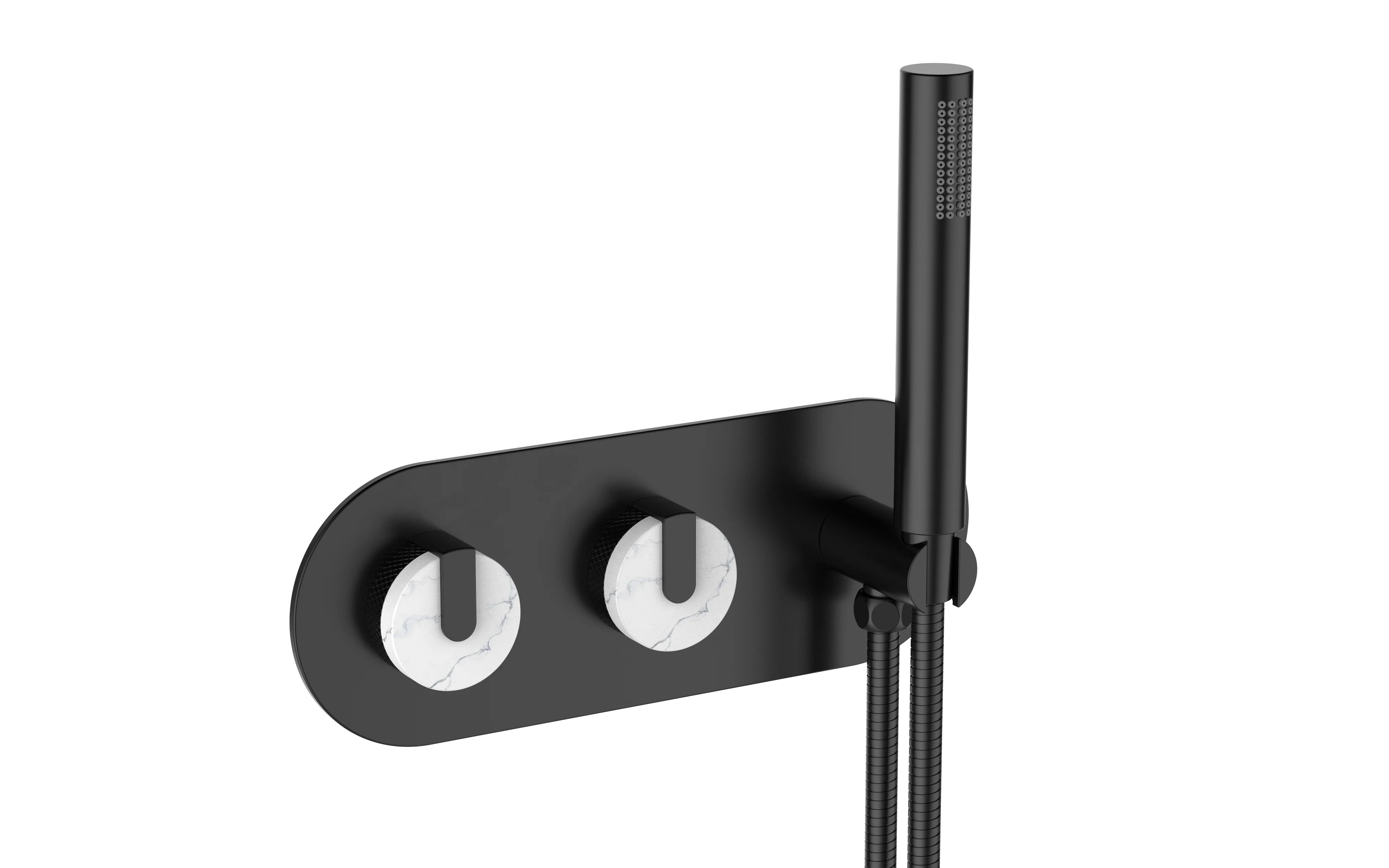 
matte black Wall Mounted three hole basin faucet with marble handle gold color faucet three hole bathroom taps faucet tapware 