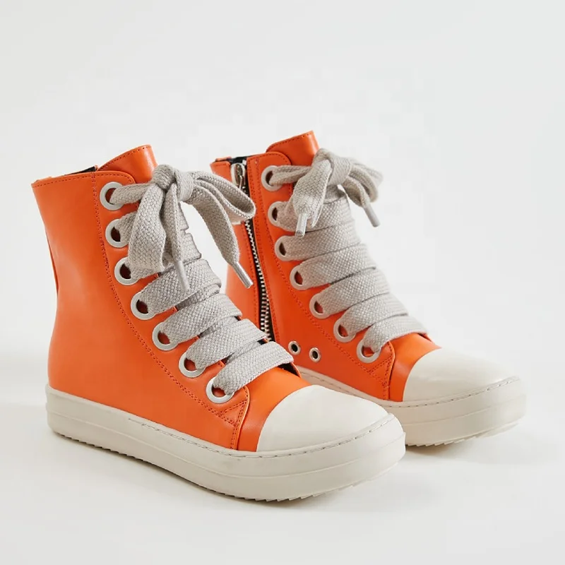 IDOIT Casual Leather Shoes Luxury Trainers Ankle Lace Up Sneaker Zip High-TOP Flats Black Ankle Boot For Women