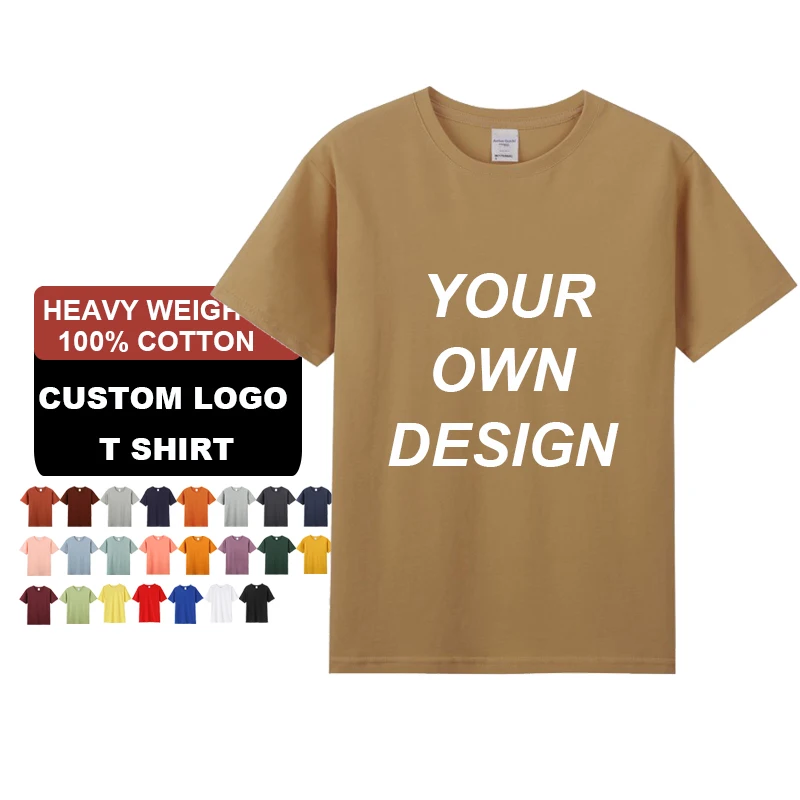 Blank 100% Cotton 210gsm Heavy Weight Unisex Custom Design Print Logo T Shirt Embroidery